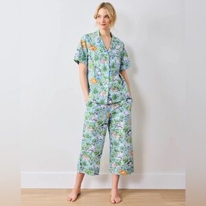 Printfresh Must Love Cats Blue Short Sleeve Top & Cropped Pants Set Size XS